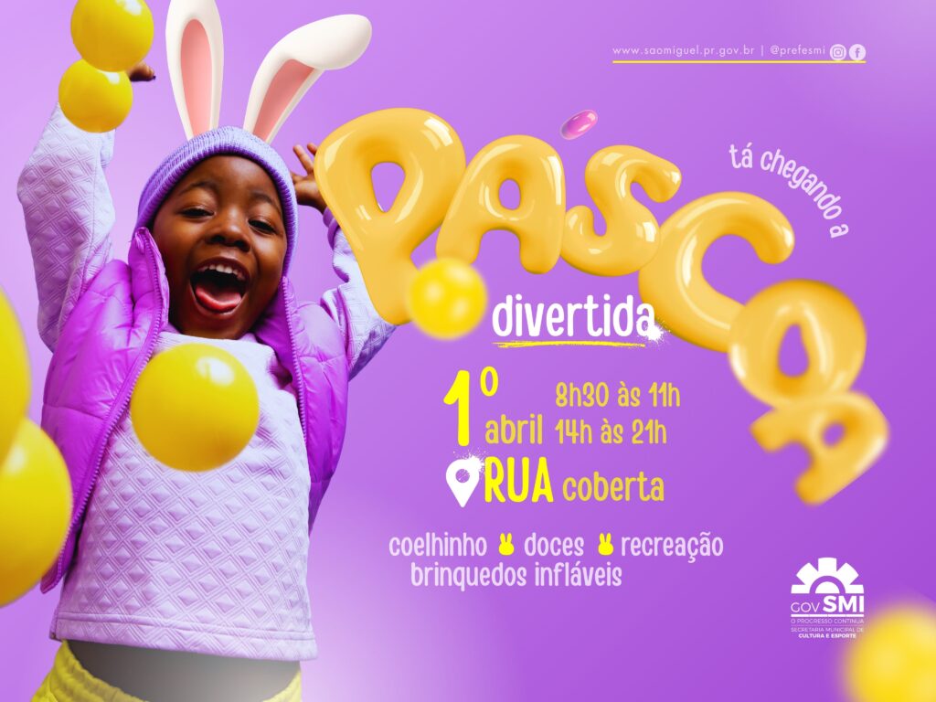 Rua Coberta recebe programação especial da “Páscoa Divertida” no dia 1º de abril